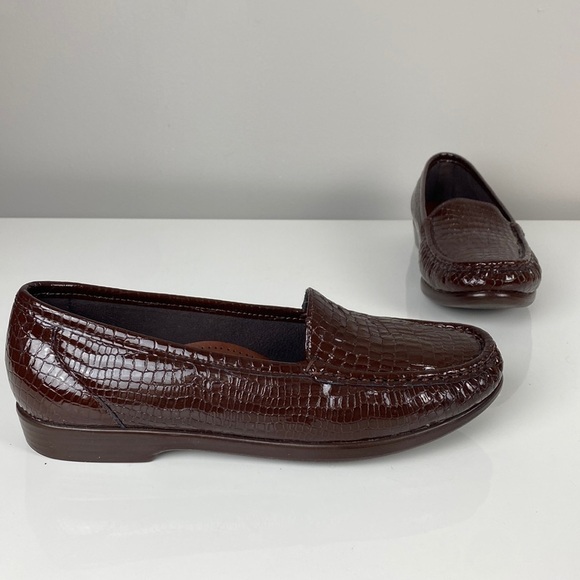 SAS Simplify Croco Print Leather Moccasin Loafers Size 9.5 - Picture 1 of 14